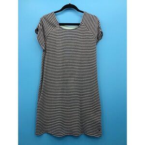 Roxy Striped Open Back Dress Blue White Medium NEW